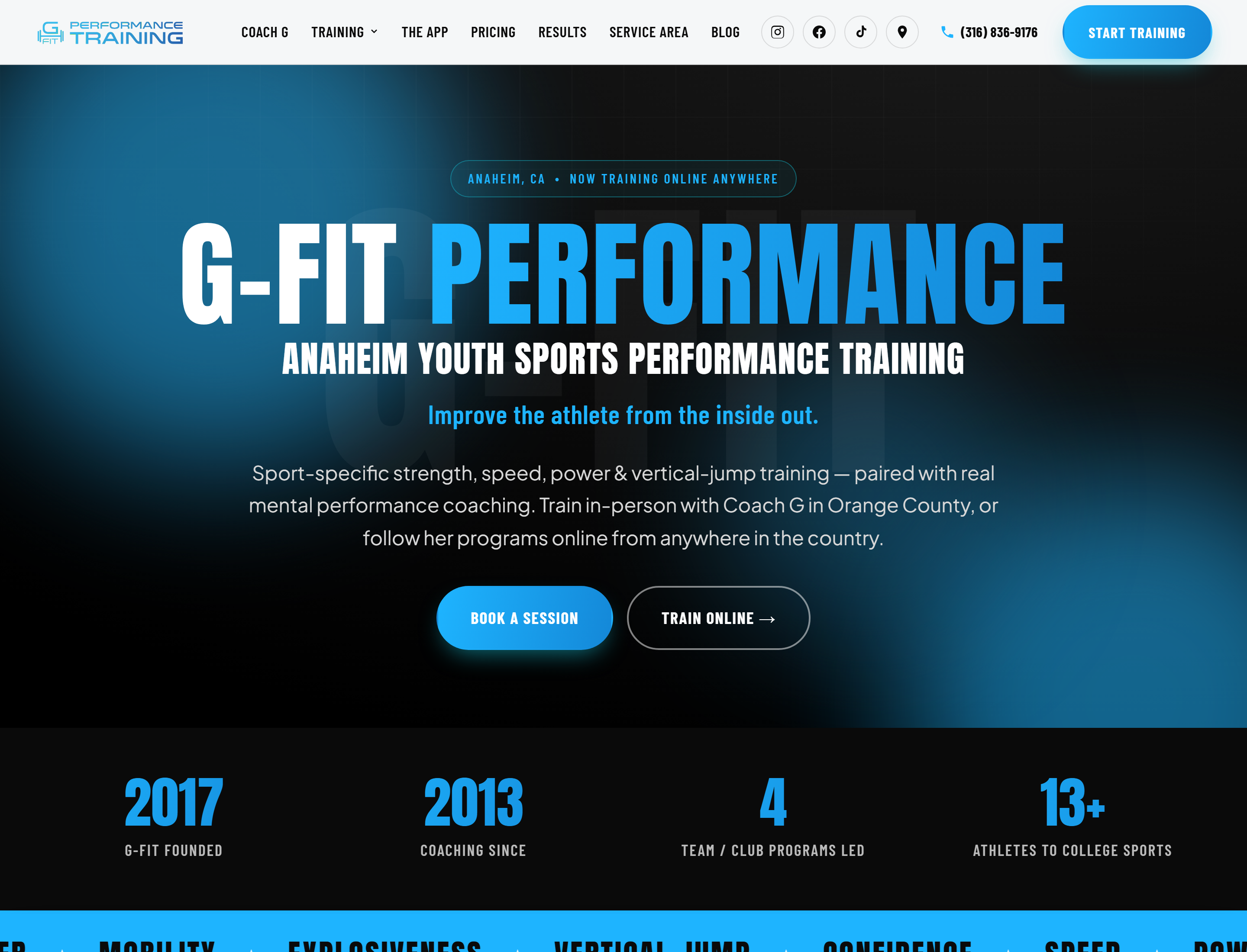 G-Fit Performance website built by Axis Digital Studios
